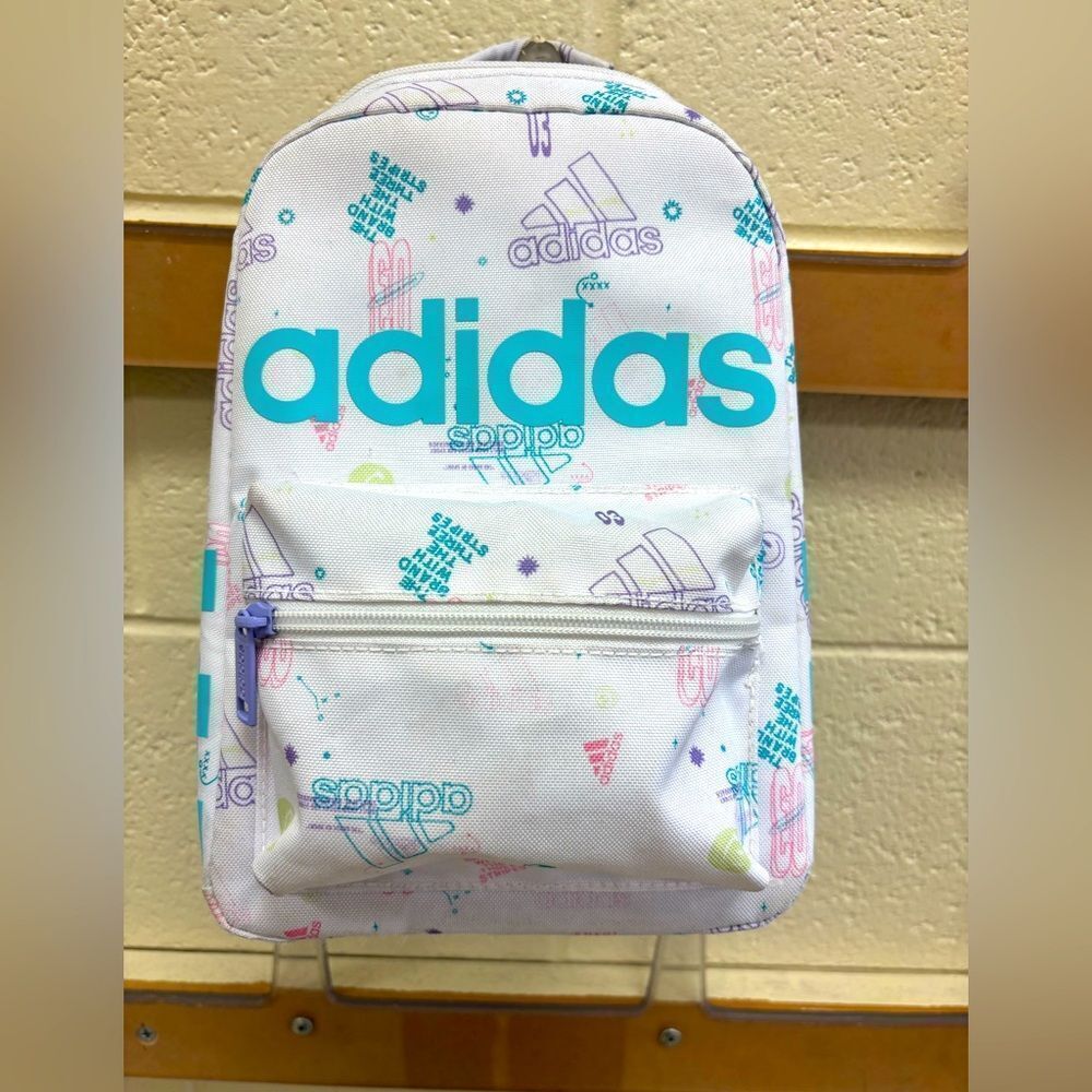 Adidas White Graphics Backpack Style Lunch-bag